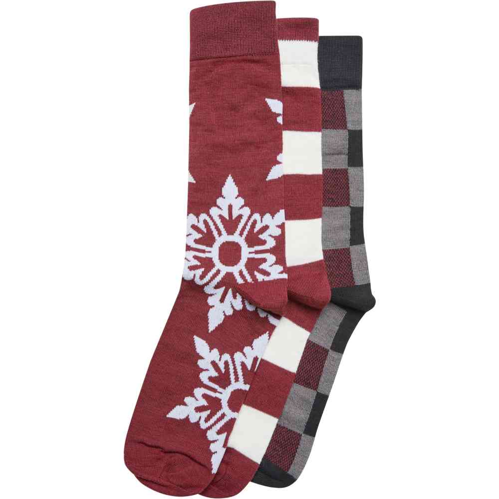 Urban Classics - Christmas Snowflakes 3Pack Socks - Burgundy